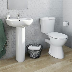 Clarity Close Coupled Toilet Suite Full Pedestal One Tap Hole 540mm Basin
