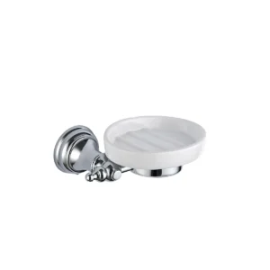 Kartell Astley chrome traditional soap dish holder with chrome finish, round shape and wall mounted installation.