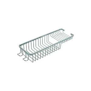 Kartell chrome 370mm wire soap holder basket with hook with chrome finish, rectangular shape and wall mounted installation.