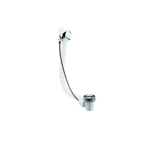 Kartell chrome round bath pop up waste with overflow with wastes, chrome finish and brass construction.