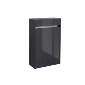 Kartell City 500mm storm grey gloss slim depth WC toilet unit with storm grey gloss finish, MDF construction and floorstanding installation.