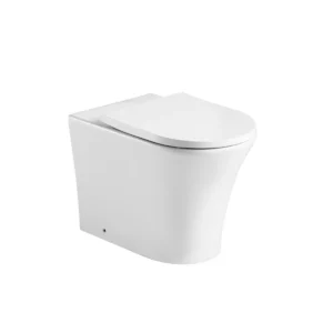 Kartell Kameo back-to-wall curved rimless toilet pan with white finish, vitreous china construction and floor mounted installation.