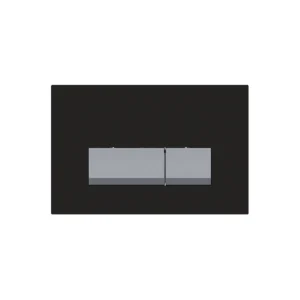Kartell Keytec black glass chrome buttons toilet flushplate with black glass finish, rectangular shape, height 166mm and depth 35mm.