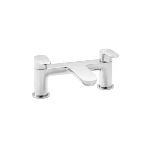 Kartell Mirage chrome curved handles bath filler tap with two lever handles, chrome finish, brass construction and deck mounted installation.