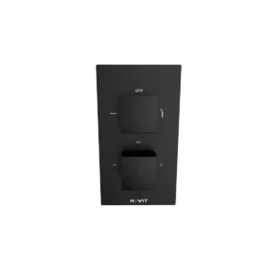Kartell Nero square matt black concealed diverter shower valve with concealed thermostatic shower valve with diverter, matt black finish, brass construction and concealed wall mounted installation.