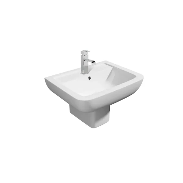 Alternate view of Kartell Options 550mm wide basin sink with white finish, vitreous china construction and rectangular with rounded front corners shape.