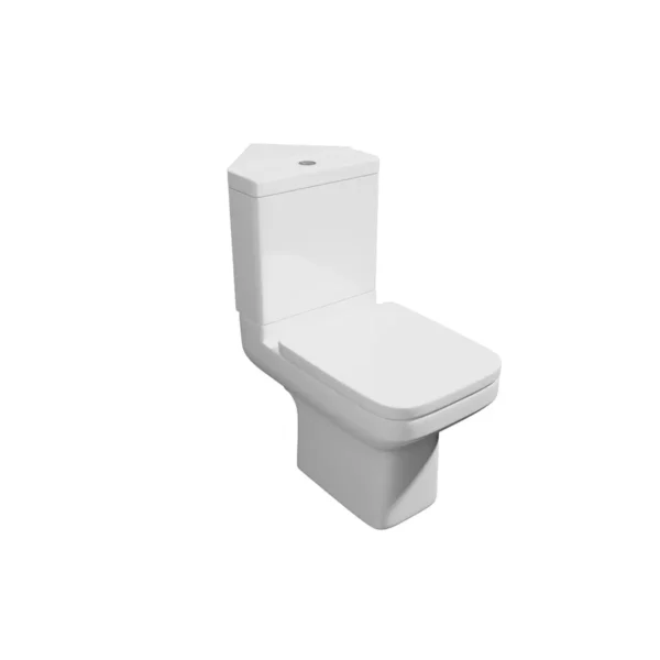 Kartell Options 600 close coupled corner cistern with gloss finish and ceramic / vitreous china construction.