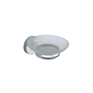 Kartell Plan chrome holder clear frosted glass soap dish holder with chrome finish, wall mounted installation and round shape.