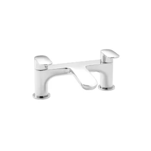 Kartell Verve chrome bath filler tap with paddle lever handles with two handles, chrome finish, brass construction and pillar installation.