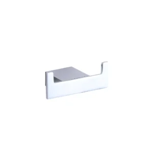 Scudo Alpha polished chrome square wall-hung double robe hook with polished chrome finish, wall mounted installation, width 90mm and height 45mm.