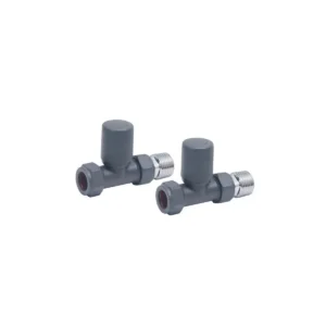 Scudo Anthracite Manual Straight Towel Rail Valves Pair