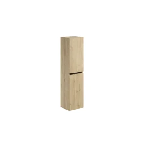 Scudo Aubrey 300mm Davos oak tall wall bathroom storage unit with davos oak finish, MFC construction and wall mounted installation.