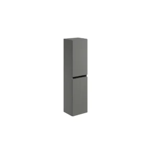 Scudo Aubrey 300mm dust grey tall wall bathroom storage unit with dust grey finish, MFC construction and wall mounted installation.