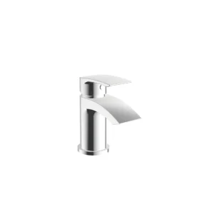 Scudo Belini chrome mini mono basin mixer tap & push waste with single lever handles, chrome finish, brass construction and round shape.