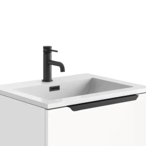 Scudo chevron 400mm matt black integrated handle with top edge of drawer or door installation, integrated furniture handle, matt black finish and 304-grade stainless steel construction.