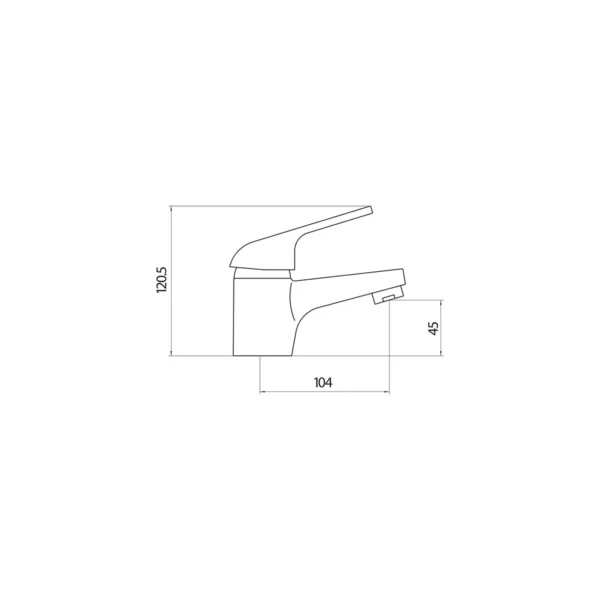 Dimension drawing for Scudo chrome mono basin mixer tap & click waste showing tap height 120.5mm and cartridge size 40mm.