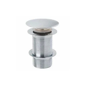 Scudo chrome round dome unslotted sprung basin waste with polished chrome finish, stainless steel construction, height 88mm and top diameter 60.4mm.