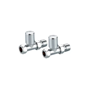 Scudo Chrome Straight Manual Round Towel Rail Valves Pair