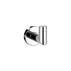 Scudo Delta polished chrome single robe hook with polished chrome finish, brass construction, round shape and wall mounted installation.
