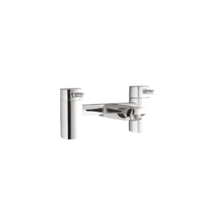 Scudo Forme polished chrome square bath filler tap with two lever handles, polished chrome finish, brass construction and deck mounted installation.