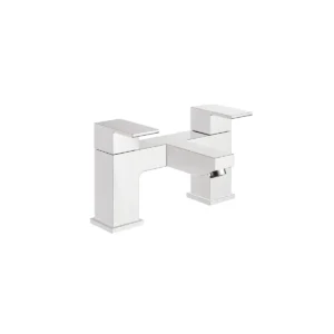 Scudo Lanza polished chrome square handles bath filler tap with two lever handles, polished chrome finish, brass construction and deck mounted installation.