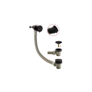 Scudo matt black bath filler & overflow click clack waste with bath filler, overflow and waste, bath fixed installation, matt black finish and brass, stainless steel and plastic construction.