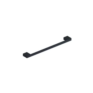 Scudo mono 600mm matt black single towel bar with matt black finish, brass construction, wall mounted installation and square shape.