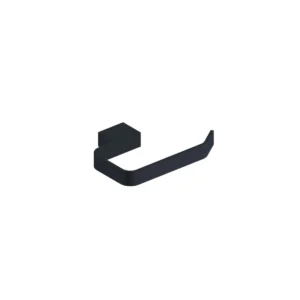 Scudo mono matt black wall-mounted open toilet paper holder with matt black finish, rail height 20mm, square shape and width 152mm.