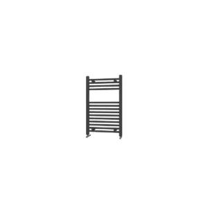 Scudo Strive 800 x 400mm matt black 22mm heated towel rail with matt black finish, wall mounted installation and height 800mm.