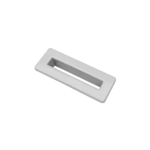 Scudo white rectangle basin overflow insert with white finish, stainless steel construction, faceplate width 55mm and faceplate height 20mm.