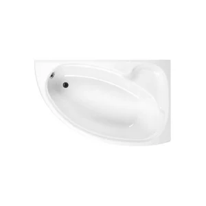 Carron dove 1550mm x 950mm LH reinforced offset corner bath with white finish, carronite construction, width 955mm and internal width 630mm.