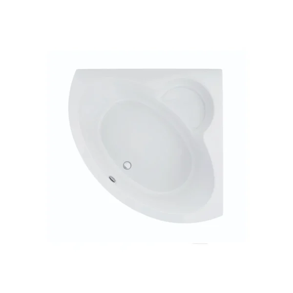 Top view of Carron Monarch 1300mm double-ended Carronite corner bath with white finish, carronite construction, width 1295mm and internal width 740mm.