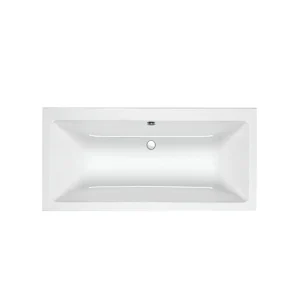 Top view of Carron quantum 1700 x 750mm double end square bathtub with standard bath, white finish, acrylic construction and rectangular shape.