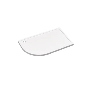 Kartell 1200 x 800mm LH offset quadrant 45mm shower tray with white finish, acrylic-stone resin construction and width 1200mm.