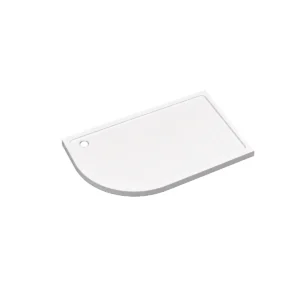 Kartell 1200 x 900mm LH offset quadrant 45mm shower tray with white finish and ABS-capped acrylic stone resin construction.