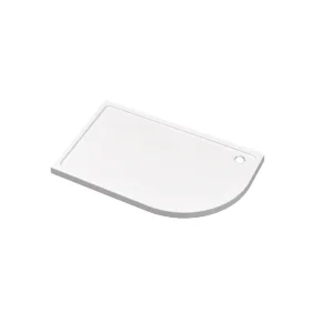 Kartell 1200 x 900mm RH offset quadrant 45mm shower tray with white finish and ABS-capped acrylic stone resin construction.