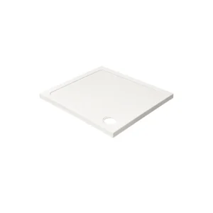 Kartell 700mm square 45mm low profile stone resin shower tray with white finish.