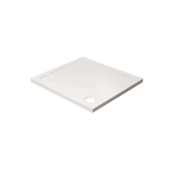 Alternate view of Kartell 700mm square 45mm low profile stone resin shower tray with white finish.