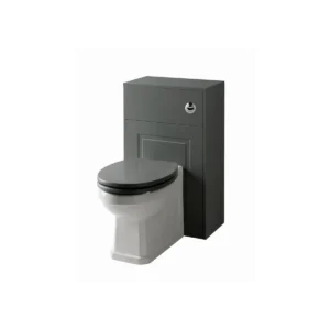 Kartell Astley 500mm matt grey traditional WC toilet unit with matt grey finish, width 505mm and height 852mm.