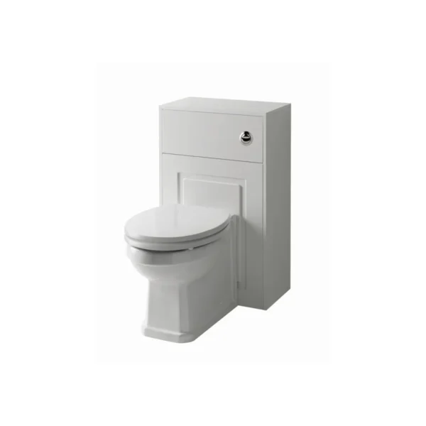 Alternate view of Kartell Astley 500mm matt white traditional WC toilet unit with matt white finish, MDF construction, rectangular shape and floor mounted installation.
