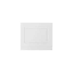Front view of Kartell Astley 750mm matt white traditional bath end panel with matt white finish and actual finished width 730mm.