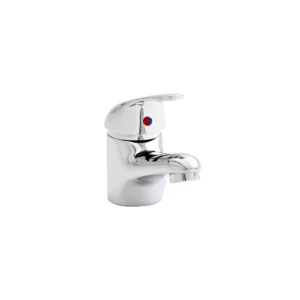 Kartell G4K chrome budget mono red blue basin mixer tap with single lever handles, chrome finish, brass construction and deck mounted installation.