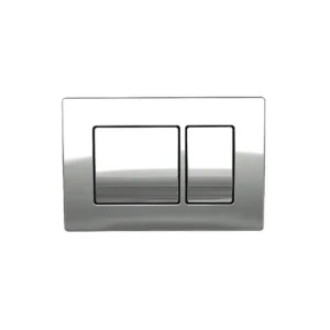 Kartell Keytec chrome square dual buttons flushplate with chrome finish, ABS construction, width 248mm and height 166mm.