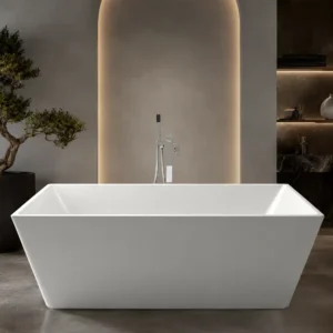Kartell Kruze 1700mm x 800mm freestanding double-ended bath with gloss white finish, double skinned acrylic construction and rectangular shape.