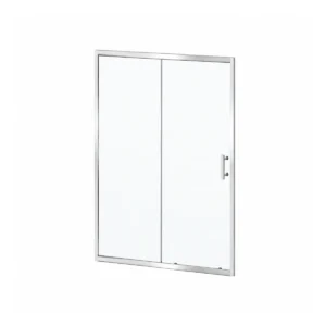Kartell KV6 1100mm chrome reversible sliding shower door with sliding doors, polished chrome frame and 6mm clear toughened safety glass.