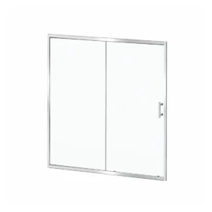 Kartell KV6 1400mm chrome reversible sliding shower door with polished chrome frame, clear 6mm glass and clear finish.