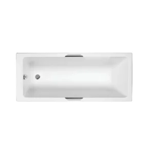 Top view of Kartell Luxe 1650mm x 700mm twin-grip square single end bath with chrome finish, acrylic construction and rectangular shape.