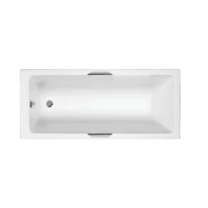 Top view of Kartell Luxe 1700mm x 750mm twin-grip square single end bath with bath with handles, white finish, acrylic construction and rectangular shape.