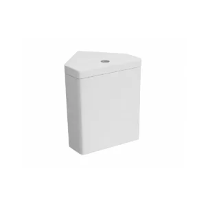 Kartell Options 600 close coupled corner cistern with gloss finish and ceramic / vitreous china construction.