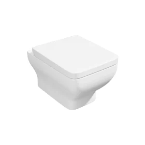 Kartell Options 600 square wall-hung designer toilet pan with gloss finish, vitreous china construction and square D-shaped shape.